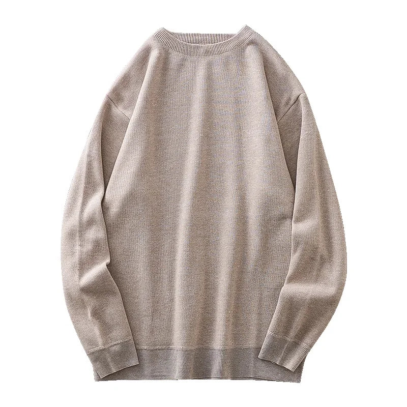 DUKEEN Men's Mock Neck Sweaters Winter Fleece-Lined Thick Warm Pullovers Solid Color Crew Neck Sweater Knitwear