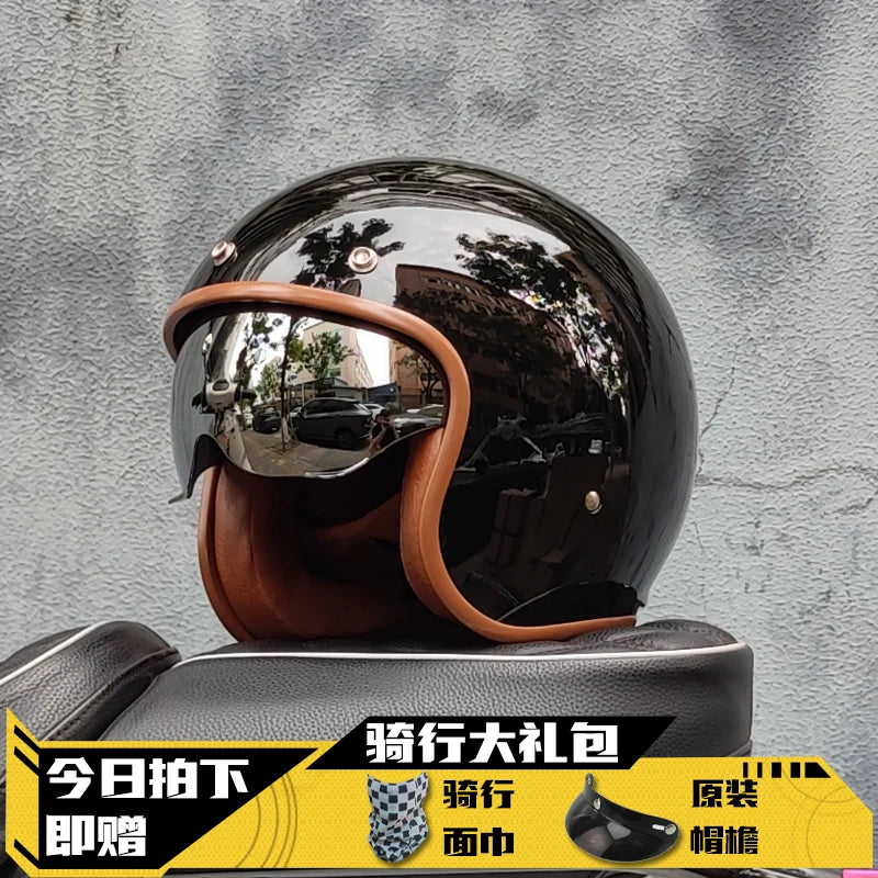 Retro Half Helmet Motorcycle Helmet Women's Motorcycle three-quarters Male American Cruising Motorcycle Half Helmet