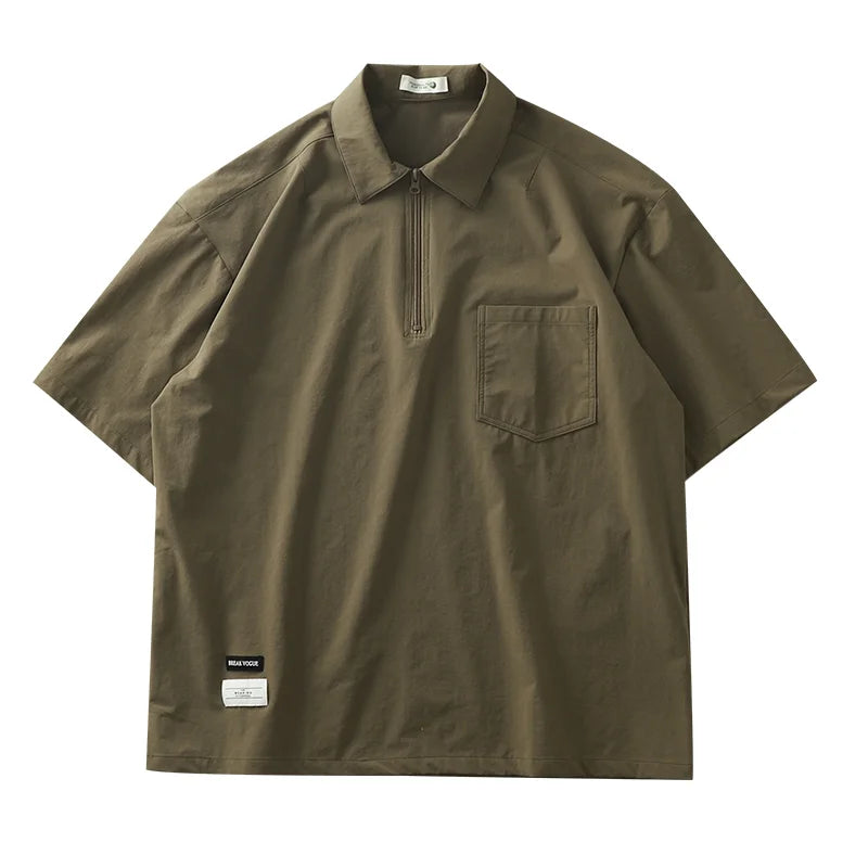 Dukeen Workwear Polo Shirt Men Short-Sleeved T-Shirt Summer Vintage Pocket Golf Shirt Quick-Drying Ice Silk Men's Clothing