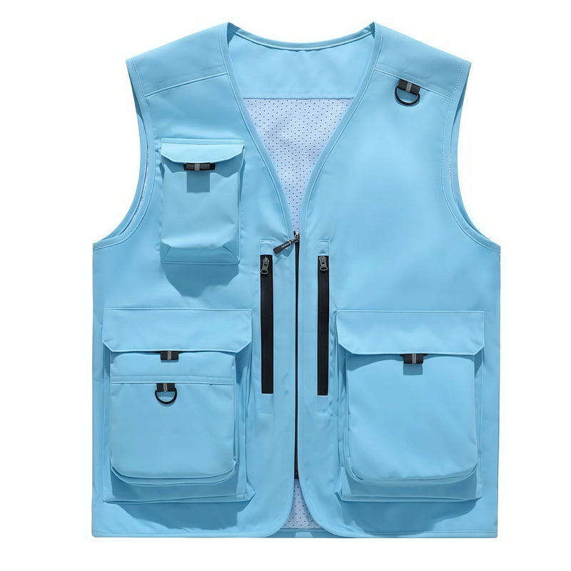 Multi-pocket high-end  Work and leisure vest 12 Fashion colors Summer outdoor fishing lightweight vest  custom logo printed
