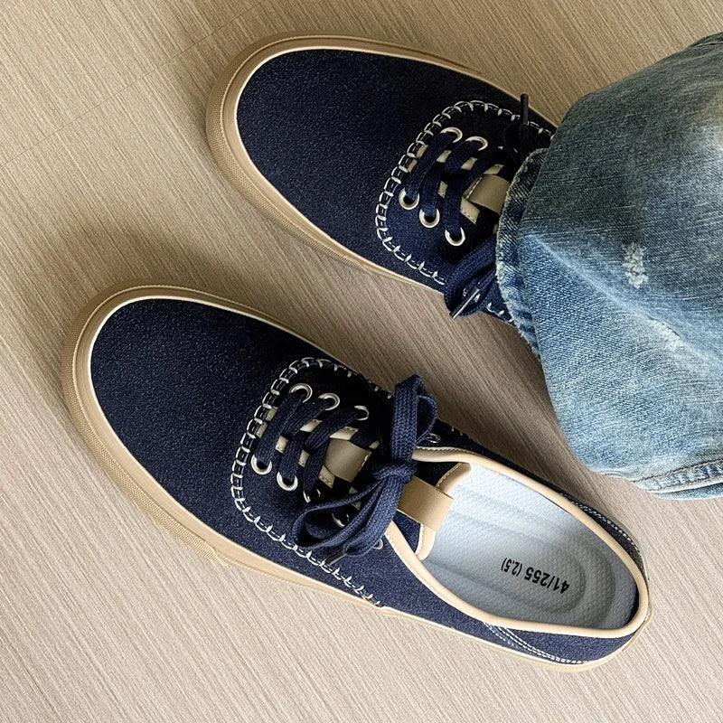 Men's thick-sole canvas casual shoes new four seasons breathable light soft-sole anti-slip outdoor versatile walking board shoes