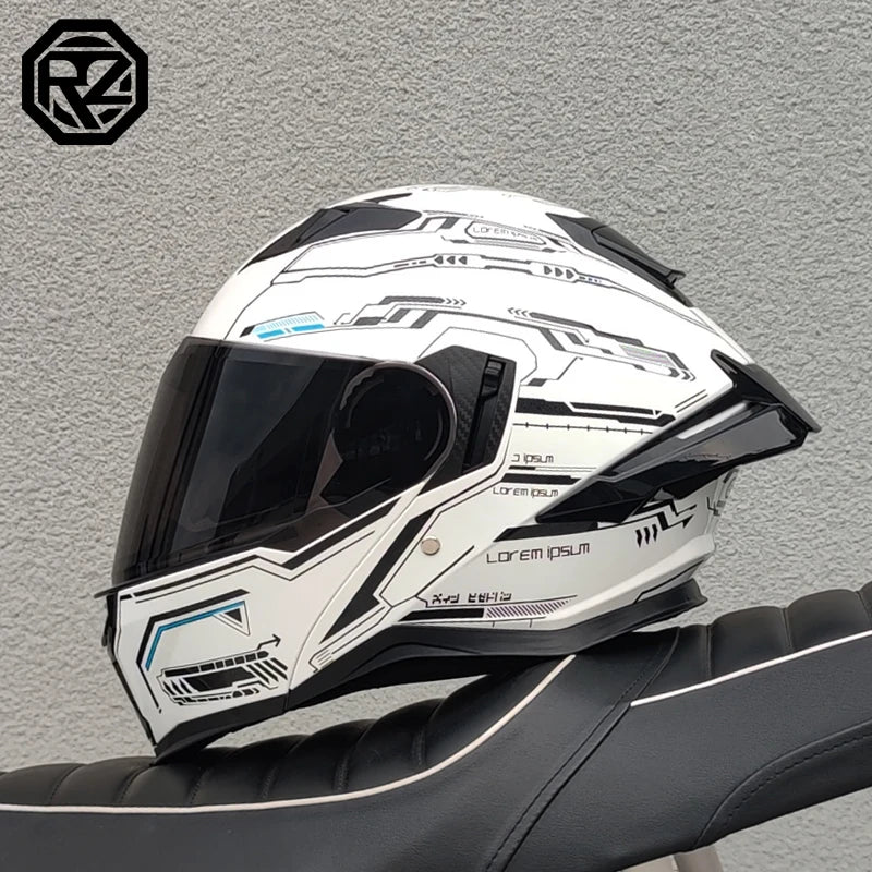 ORZ Adult Modular Flip Up Motorcycle Helmet DOT Safety Certified Dual Visor Removable Washable Liner Motorbike Racing Helmet