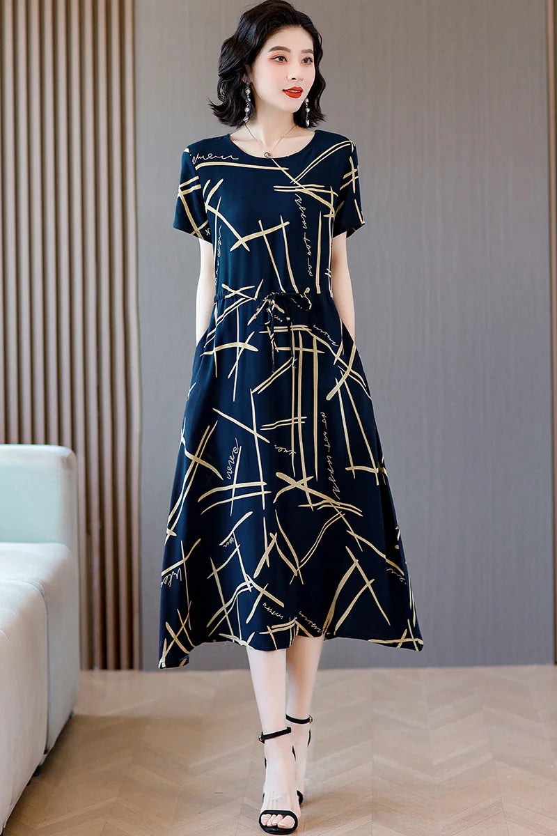 អាវទ្រនាប់សម្រាប់នារី XL-6XL អាវទ្រនាប់រដូវក្តៅដៃខ្លី បោះពុម្ពលើក្រណាត់កប្បាស សម្រាប់ម្តាយវ័យកណ្តាល