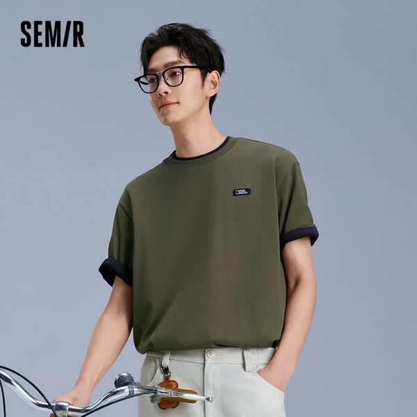 អាវយឺតបុរស Semir ឆ្នាំ ២០២៦ កប្បាសសុទ្ធសម្រាប់គូស្នេហ៍ រចនាបថក្រៅផ្ទះ បោះពុម្ព ធម្មតា ទន់ ពាក់ប្រចាំថ្ងៃ
