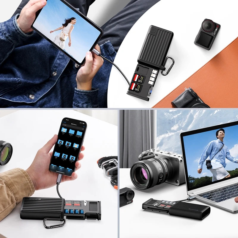 ឧបករណ៍អានកាត Ulanzi MCR-01/02 ពហុមុខងារ USB3.2 ឧបករណ៍អានកាត 1000Mb/s ប្រភេទ C ល្បឿនលឿន ចំណុចប្រទាក់ពីរ TF SD Micro SD អាដាប់ទ័រកាត