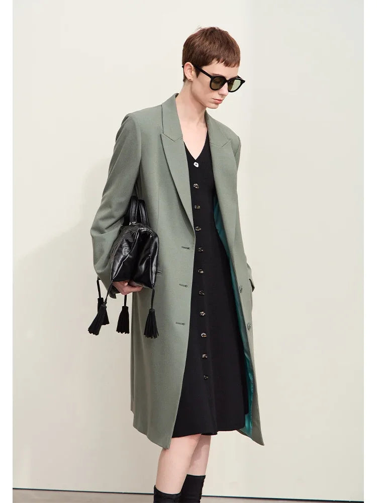 Amii Minimalism 2026 Dress for Women Autumn New Office Lady V-neck Contrast Color Slim Waist A-line Solid Knit Dresses 12443083