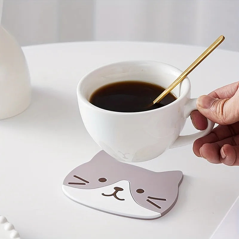 1pc Collection  Silicone Coasters Featuring Cartoon Cats - Heatproof Mats for Beverages, Kitchen Tools, And Home Decoration