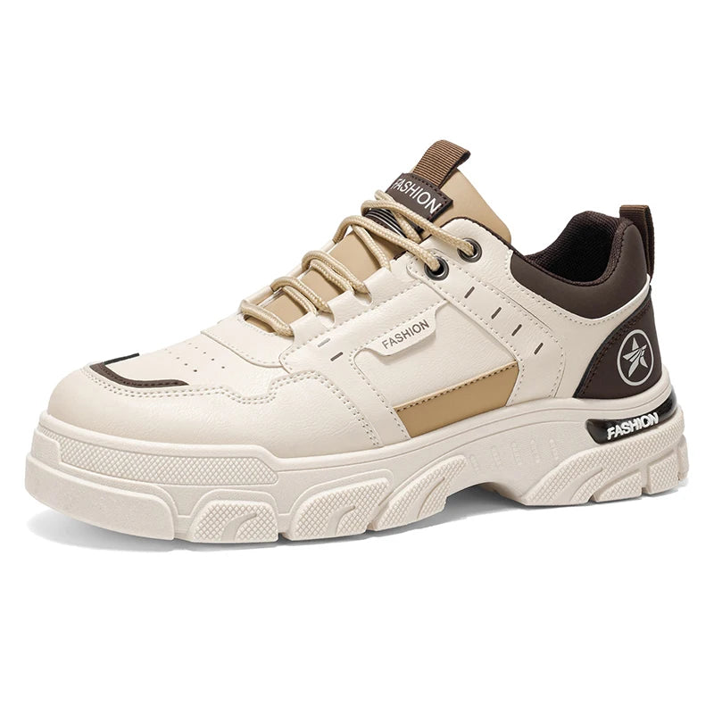 Mens Board Shoes All Season Versatile Daily Commuting Sneakers Round Toe Lace Up Soft Sole Anti Slip Cosy Outdoor Walking Shoes