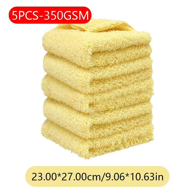 SEAMETAL 1/5PCS Edgeless Microfiber Auto Cleaning Towels Multifunctional Car Wash Towel Fast Dry Cloth Clean Rags 23x27/35x35cm