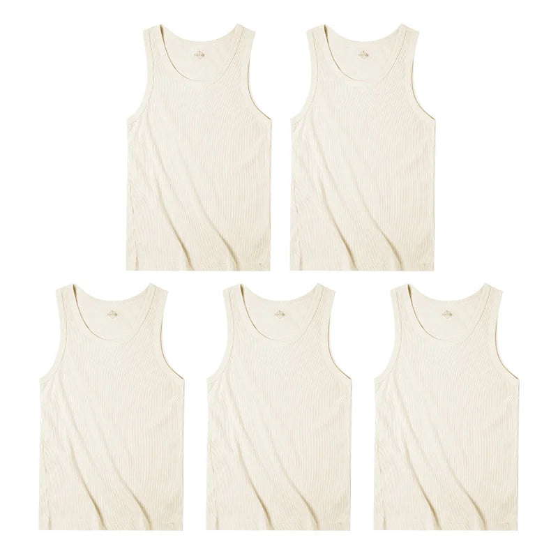 Maden Casual Men's Sleeveless Tank Tops Heavyweight Solid Color Ribbed Vest for Summer Slim Fit Sports Fitness Training T-shirt