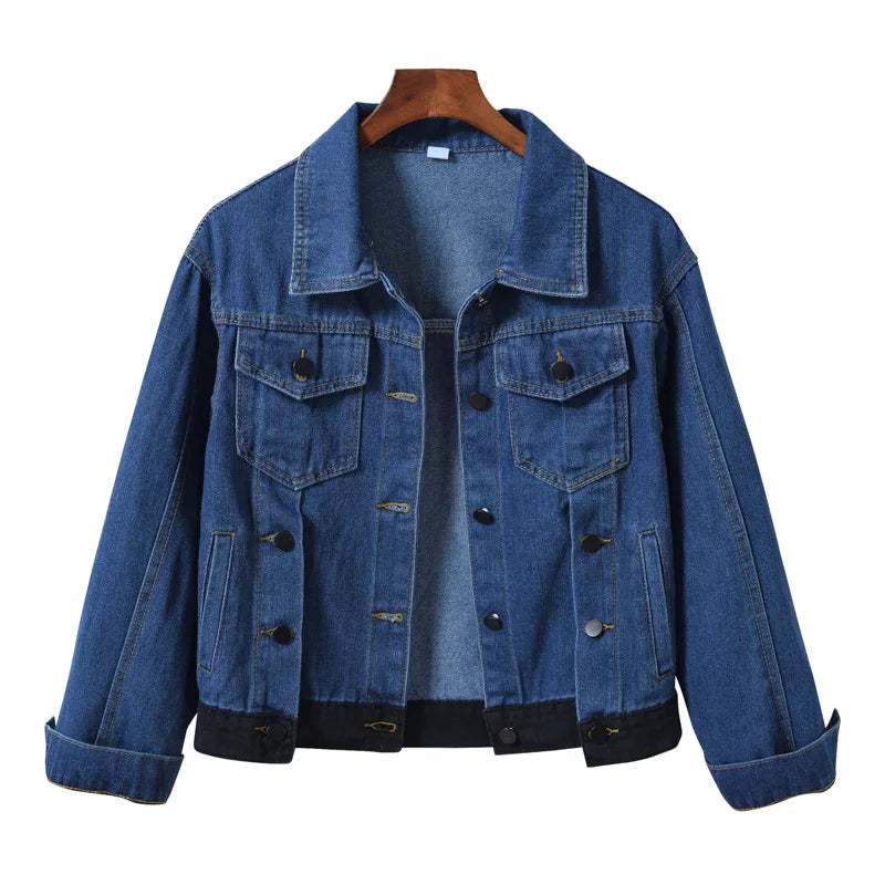 2026 New Women's Blue Denim Jacket Single-breasted Lapel Coat Fashion Casual Tops Green Black Red Outerwear Female Overcoat