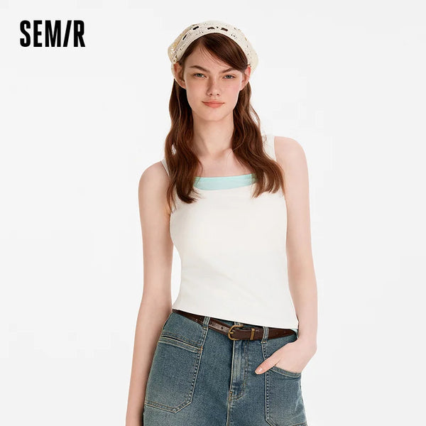 អាវខ្លី Semir សម្រាប់នារី 2026 កស្ដើង ត្រជាក់ ជាមួយនឹងបន្ទះស្លីម សម សាមញ្ញ ទន់