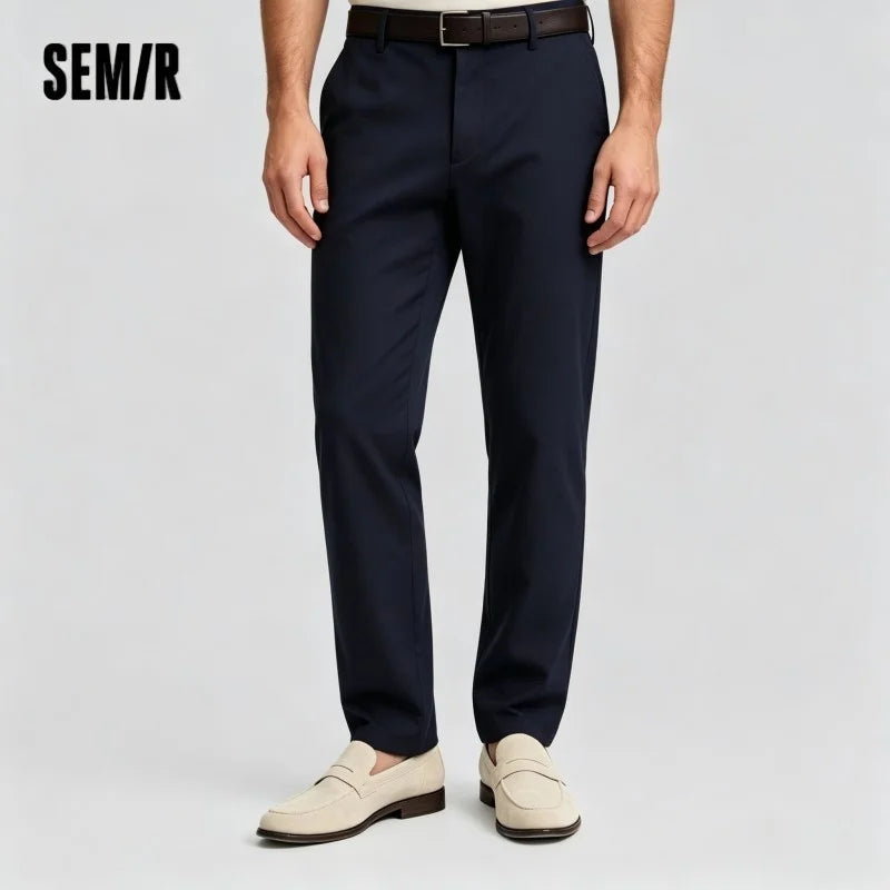 Semir Men Pants Cotton 2026 Linen Stretch Solid Loose Fit Straight Urban Casual Everyday Style Soft Comfortable Daily Wear