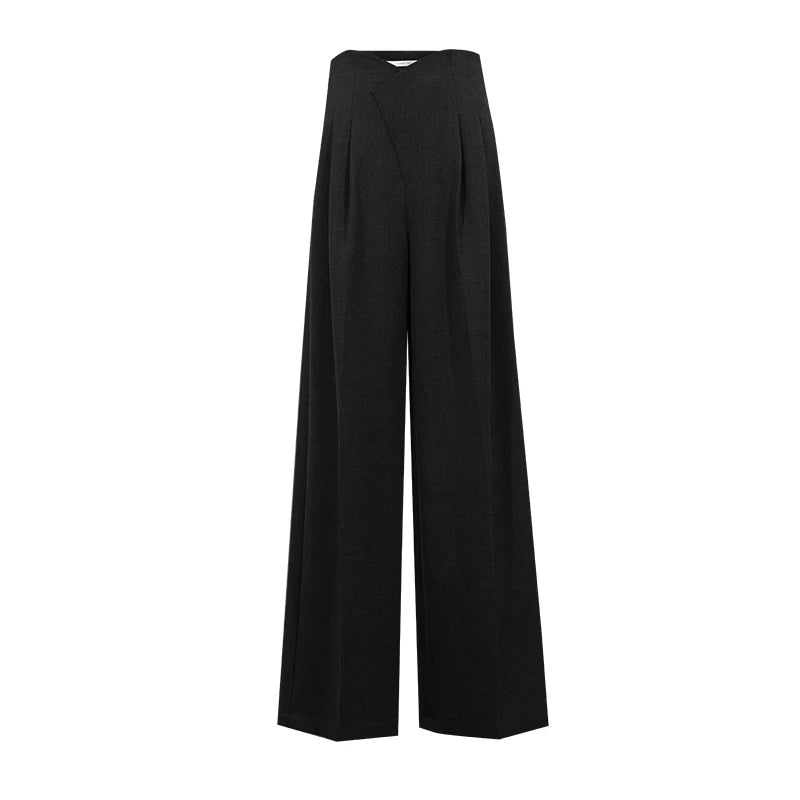 Amii Women High Rise Wide Leg Pants Casual Loose Fit Minimalist V-Waist Long Trousers 2026 Autumn Pants for Women 12643004