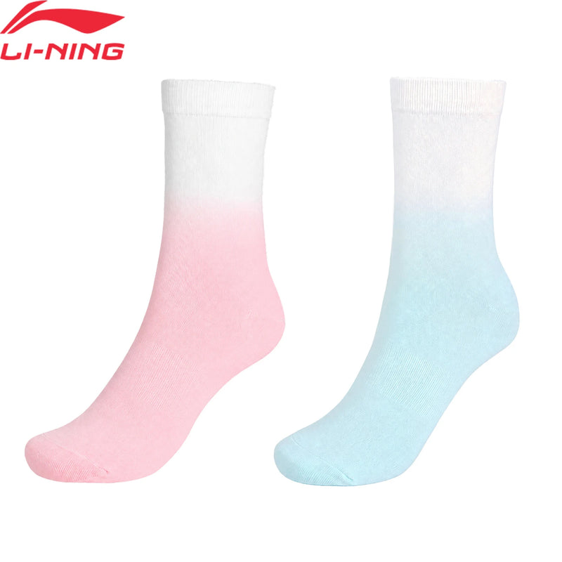 ស្រោមជើងហាត់ប្រាណ Li-Ning សម្រាប់នារី ២គូ ទំហំ ២២-២៦សង់ទីម៉ែត្រ ផលិតពីកប្បាស ៧៧% ប៉ូលីអេស្ទ័រ ២០.៨% អេឡាស្តង់ ២.២% សម្រាប់កីឡាហាត់ប្រាណ LiNing AWLW078