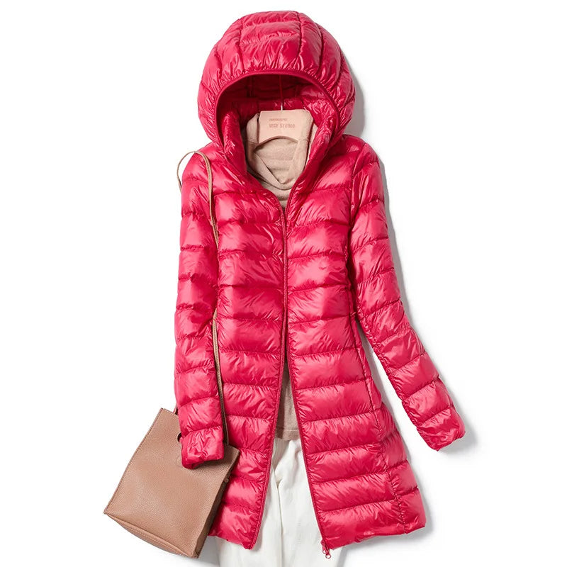 2026 New Waterproof Overcoat Women's Removable Cap Long-sleeved Parkas Winter Warm Jacket Female Red Blue Light/Thin Coats