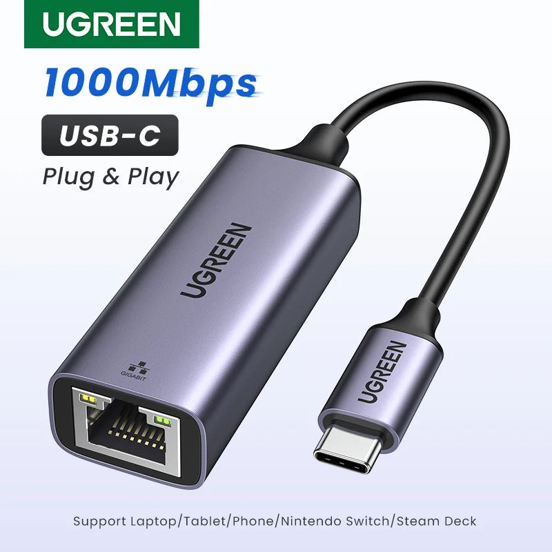 UGREEN USB C Ethernet Adapter 1000Mbps USB Lan RJ45 1Gbpsfor Laptop MacBook Samsung iPad Accessories Gigabit Network Card Dongle