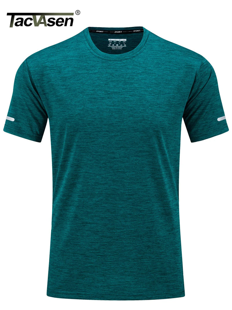 TACVASEN Quick Dry Summer T-shirts Mens Running Jogging T-shirts Crew Neck Athlete Sports Gym Fitness Pullover Reflective Shirts