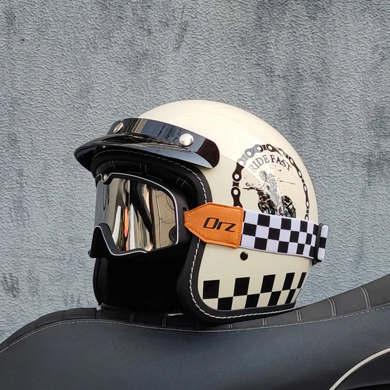 ORZ High-Quality Motorcycle Retro Helmet 3/4 Semi Covered Helmet Couple Scooter Cascos Para Moto Capacetes De Moto