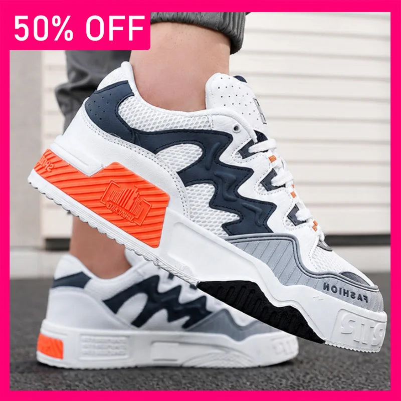 Unisex Sports Shoes Breathable Mesh Lightweight Flat Board Shoes Trendy Versatile Streets Walking Comfortable Commuting Shoes