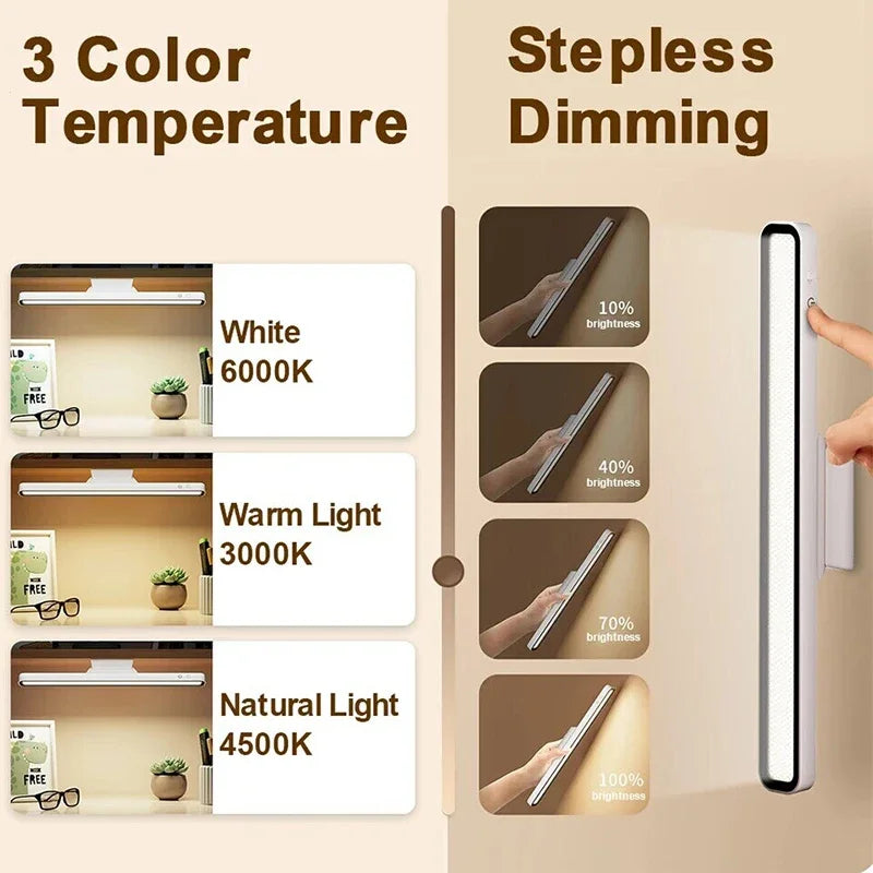 LED Desk Lamp Rechargeable Hanging Magnetic Table Lamp Remote Control Stepless Dimming Night Light for Bedroom Cabinet Wardrobe