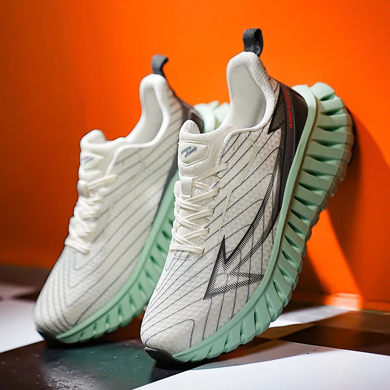 Mens Running Shoes Summer New Breathable Professional Marathon Training Sneakers Cushioning Flat Tennis Shoes for Man