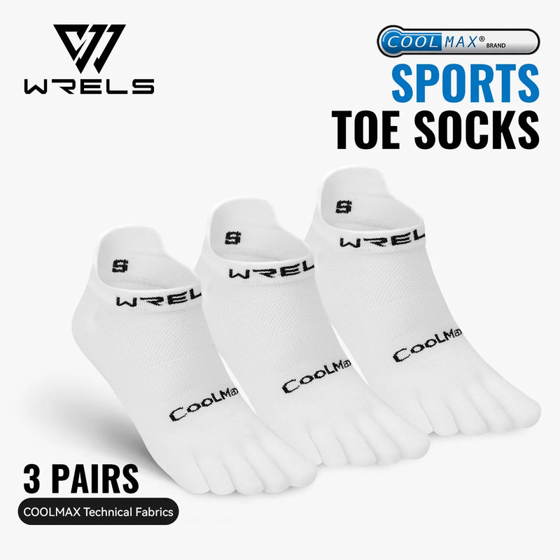 WRELS 1/2/3pairs COOLMAX Toe Socks Breathable Five Finger Socks Athletic Hiking Running Soft Comfortable Moisture Wicking Socks