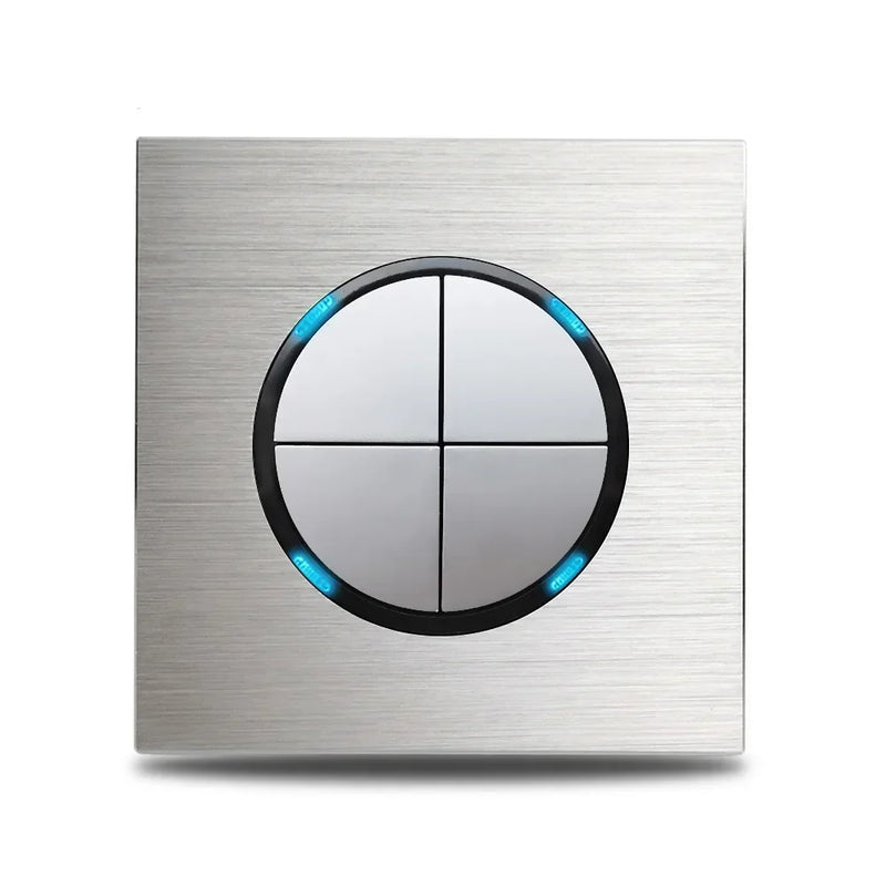 Europe UK FR Luxury LED Wall Light Switch Socket,1 2 3 4 gang 1 2way On/Off aluminum alloy Round Button household Switch panel