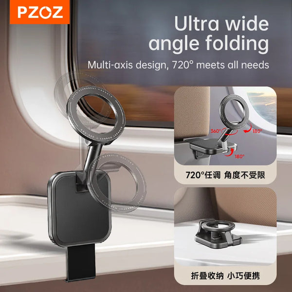 PZOZ Alloy Foldable Car Phone Holder for MagSafe 360° Adjustable Magnetic Car Mount Stand for iPhone 15 14 13 12 Pro Max