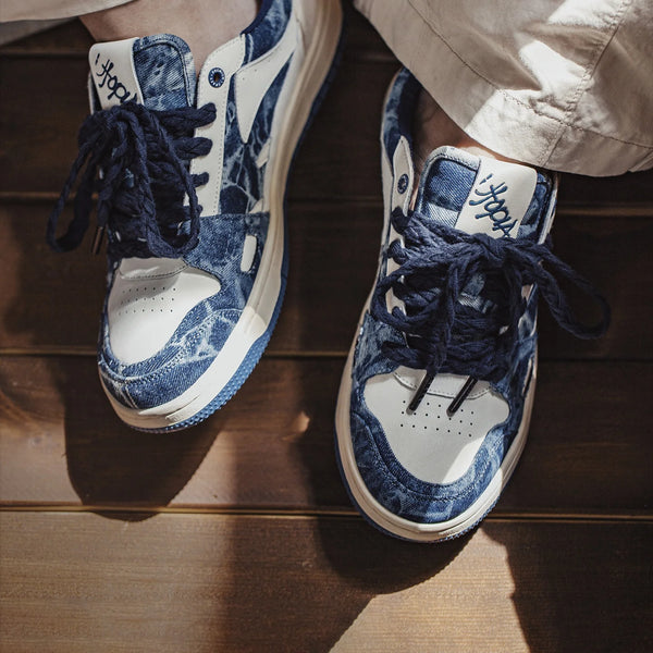ស្បែកជើងប៉ាតា Maden Denim Canvas សម្រាប់បុរស បែប Streetwear ធ្វើពី Denim កម្រិតទាប ជាមួយនឹងបាតរាបស្មើ ស្បែកជើងធម្មតារដូវក្ដៅដែលអាចដកដង្ហើមបាន