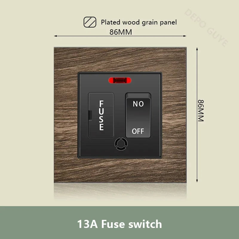 UK 18W Type-C Quick charge Dual Power Outlet,Universal Retro Wood Grain Electrical USB Socket,220V Electrical  Wall Light Switch