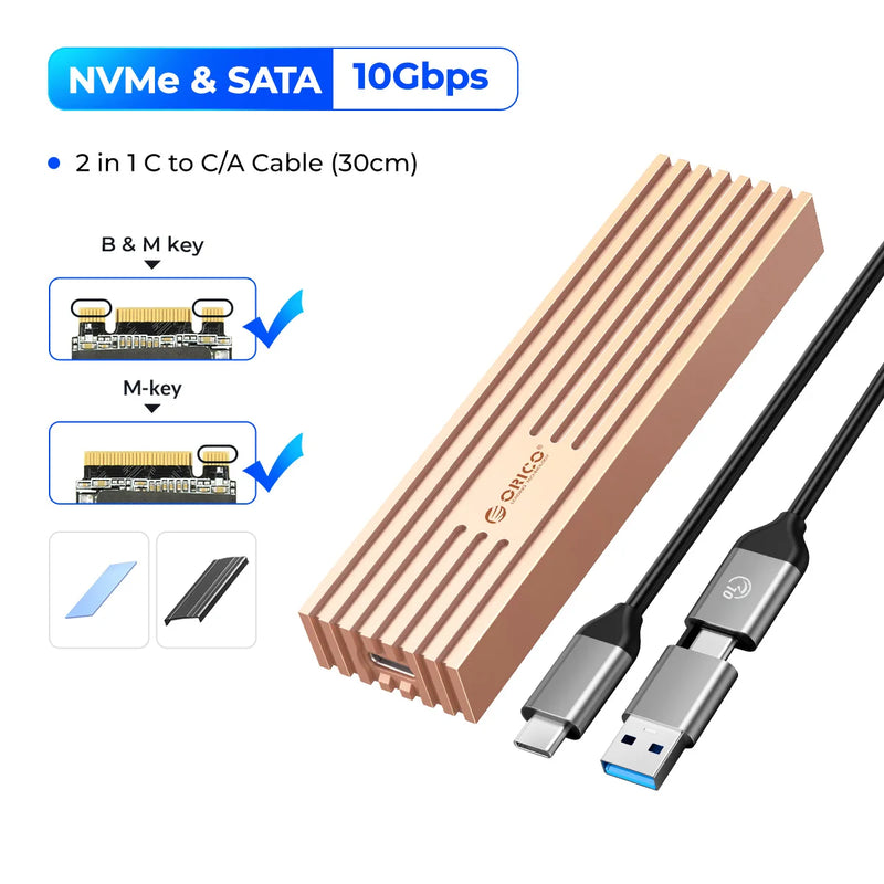 ORICO NVMe M.2 SSD Enclosure USB4 40Gbps PCIe3.0x4 20Gbps 10Gbps M.2 External Case Compatible with Thunderbolt 3/4