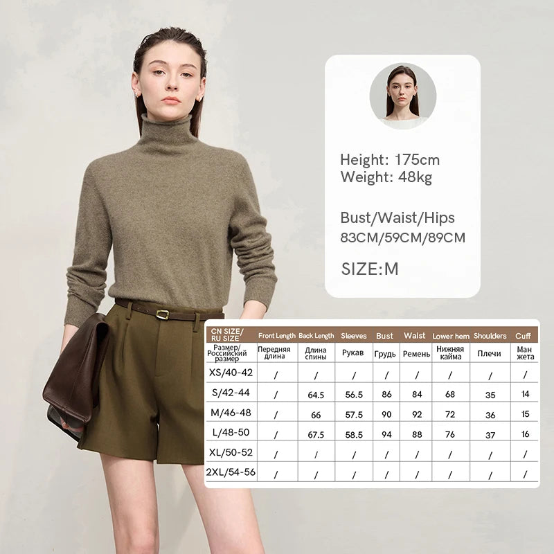 អាវក្រោះ Cashmere សម្រាប់នារី AMII សម្រាប់ធ្វើដំណើរទៅធ្វើការ អាវក Turtleneck ដែលអាចបត់បែនបាន រដូវរងាឆ្នាំ ២០២៦ អាវយឺតដៃវែងថ្មីសម្រាប់នារី 12524096