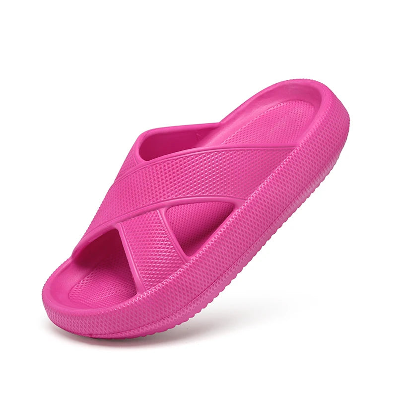 Summer Unisex Thick Soles Platform Slippers EVA Soft Comfortable Slides Slippers Anti Slip Lightweight