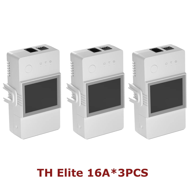 3PCS SONOFF TH Elite 16A/20A Wifi Smart Wireless Switch Temperature Humidity LCD Real Time Monitoring via eWeLink Alexa Google