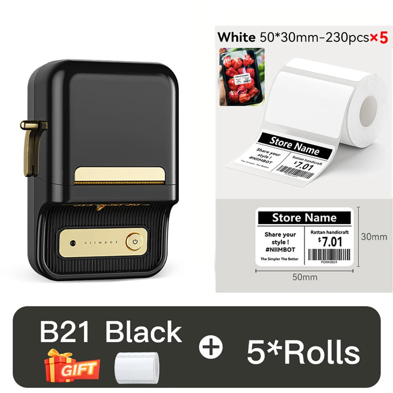 NIIMBOT B21/B1 Portable Thermal Printer 1500mAh Wireless Sticker Printer With Self-adhesive Labels For Barcode Clothing Jewelry