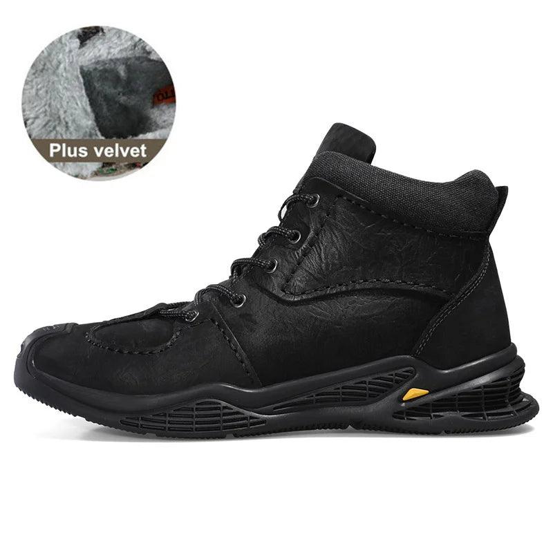 HUMTTO Waterproof Hiking Boots Mens Winter Outdoor Leather Shoes for Men Luxury Designer Plush Warm Sports Trekking Man Sneakers
