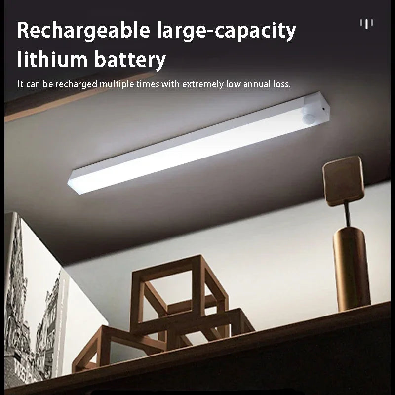 LED Motion Sensor Light Wireless LED Night Light Type-C Rechargeable Light Cabinet Wardrobe Lamp Staircase Backlight For Kitchen