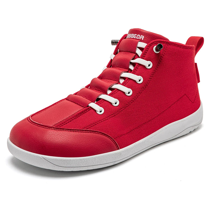 HOBIBEAR Mid-Top Canvas Boots Unisex Barefoot Wide Width Minimalist Shoes Zero-Drop Trail Running Sneakers