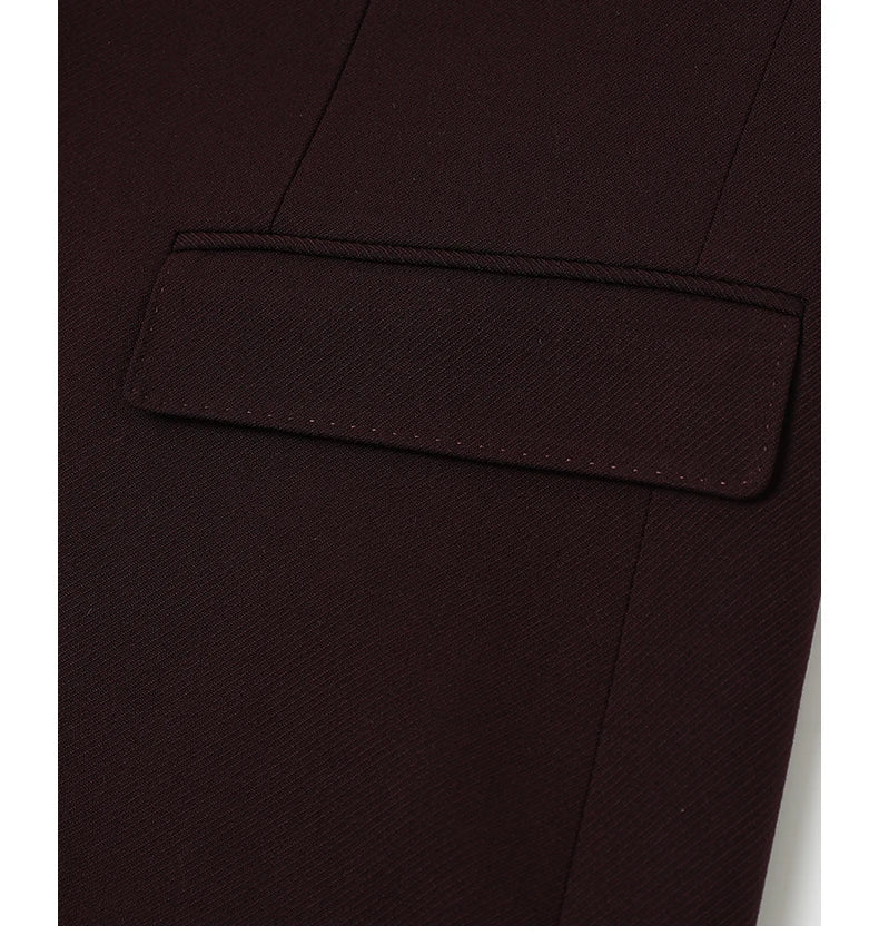 2027 New Men's Three-Piece Suit Set; Asian Sizes, Slim Fit, Available in Black and Burgundy. Business Wedding Party Attire.