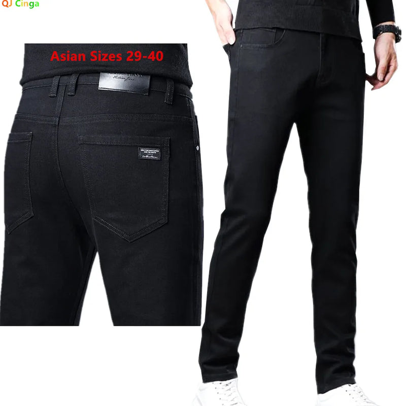 2026 Spring New Arrival Men's Black Jeans, Blue Stretch Denim Pants, Business Casual Shopping Trousers, Asian Sizes 28-40