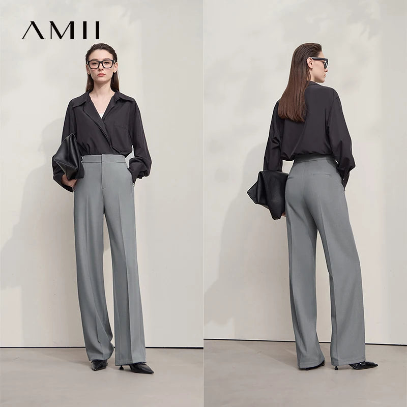 ខោ AMII Minimalist សម្រាប់ស្ត្រី រដូវស្លឹកឈើជ្រុះ ឆ្នាំ២០២៦ ខោសាមញ្ញ រឹងមាំ ឆើតឆាយ សម្រាប់ស្ត្រីការិយាល័យ ខោរលុង សម្លៀកបំពាក់ស្ត្រី 12553003