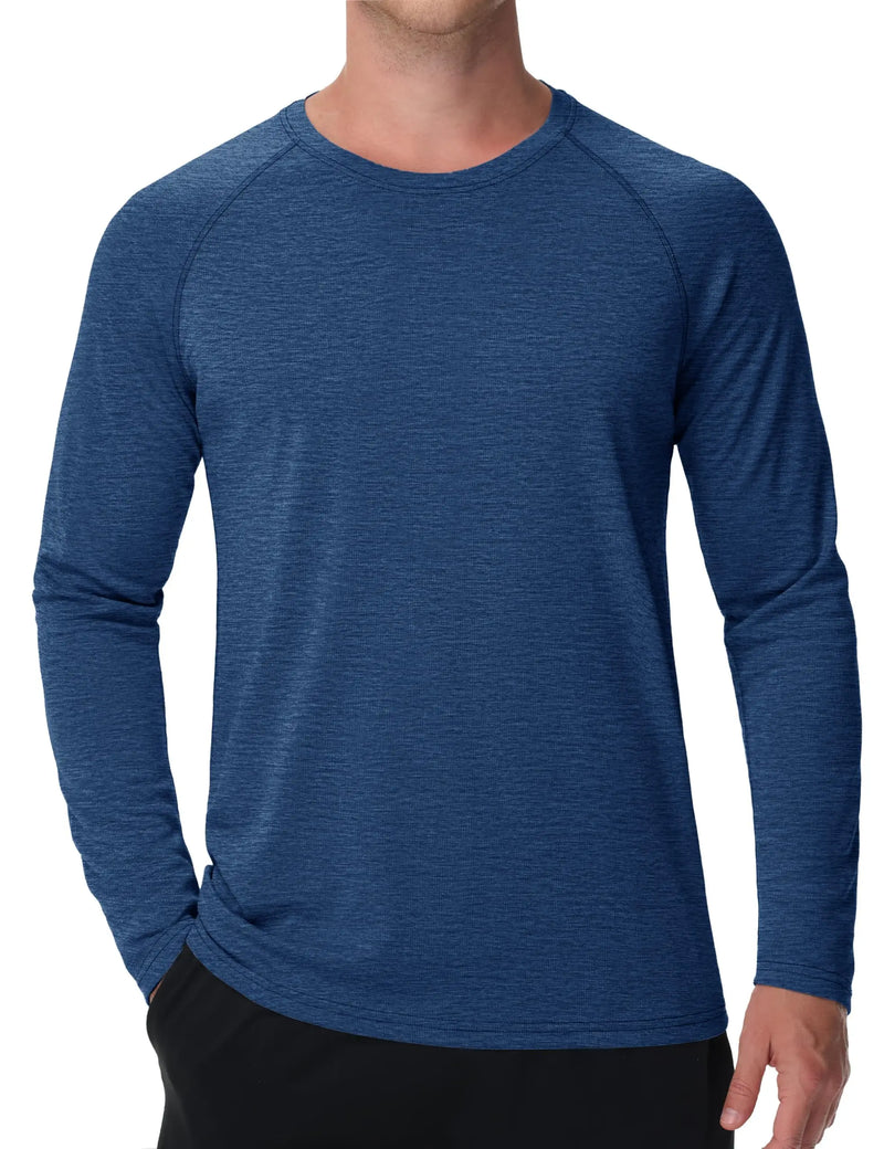 TACVASEN UPF 50+ Workout T-shirts Mens Quick Dry Long Sleeve Athletic Shirts Performance Sports Running Tee Tops Sun Protection