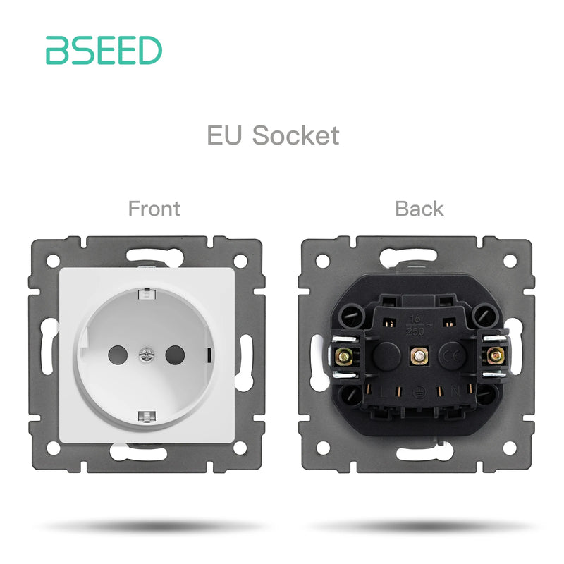 BSEED Wall Button Switch 1/2Gang USB Type-C Wall Socket Module Part Internet TV Telephone Socket Plastic Frame DIY Function Part