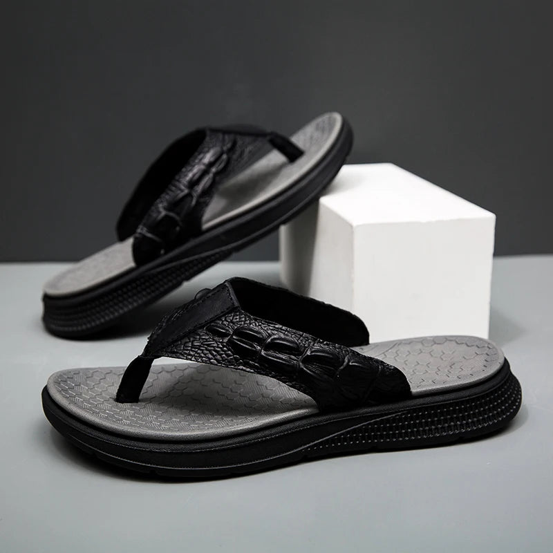 Men's Thick Platform Flip‑Flops Comfort Cushioned Non‑Slip Thong Sandals Lightweight Summer Beach Outdoor Walking Slippers