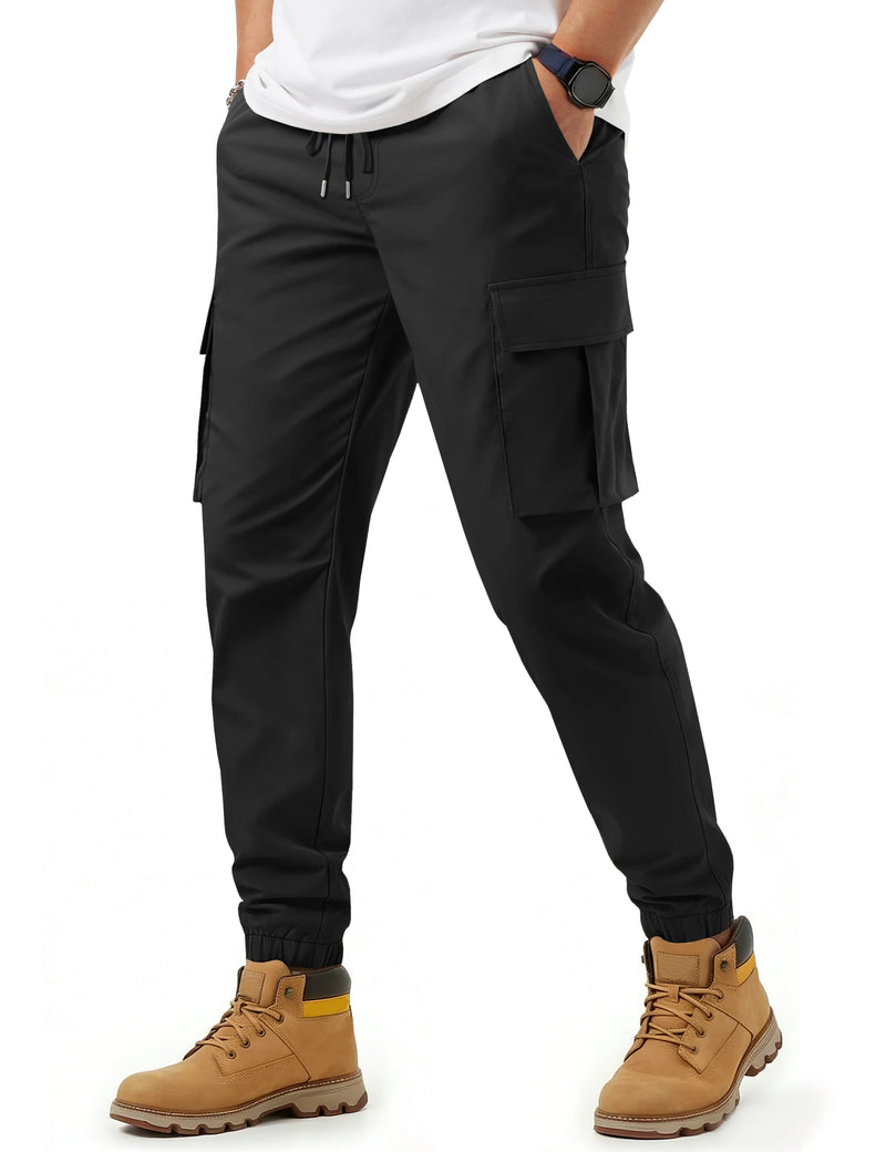 TACVASEN Men's Casual Cargo Pants Joggers With 5 Pockets Elastic Waist Drawstring Tapered Work Pant with Pockets Sweatpants