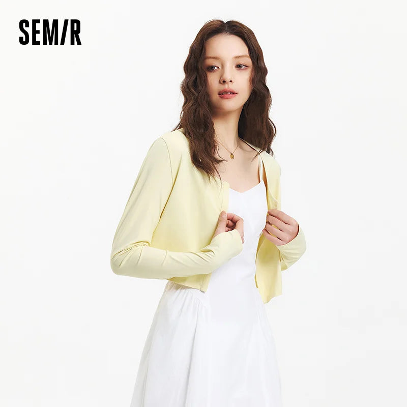 Semir Jacket Women Sun Protection Cropped Round Neck Shoulder Fit 2025 New Summer Cool Feeling Moisture Wicking Cardigan Outdoor
