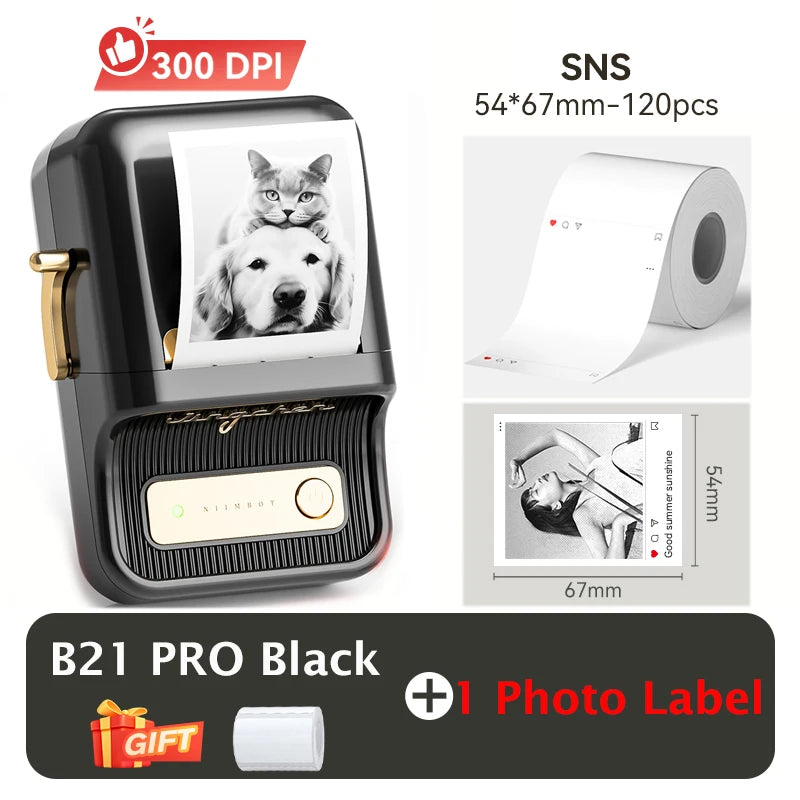 Niimbot B21 Pro 300DPI HD Printing Portable Thermal Printer Self-adhesive Label Printer Sticker Maker For Photos Receipts Note