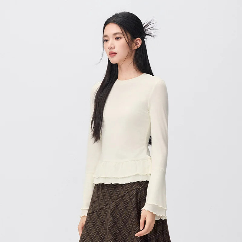 អាវយឺតប៉ាក់ Semir សម្រាប់នារី ធ្វើពីរោមចៀមរលោង រាងស្លីម 2026 សម្លៀកបំពាក់ប្រចាំថ្ងៃរដូវរងាថ្មី ស្ទីលធម្មតាសម្រាប់ទីក្រុង សម្លៀកបំពាក់ប្រចាំថ្ងៃ