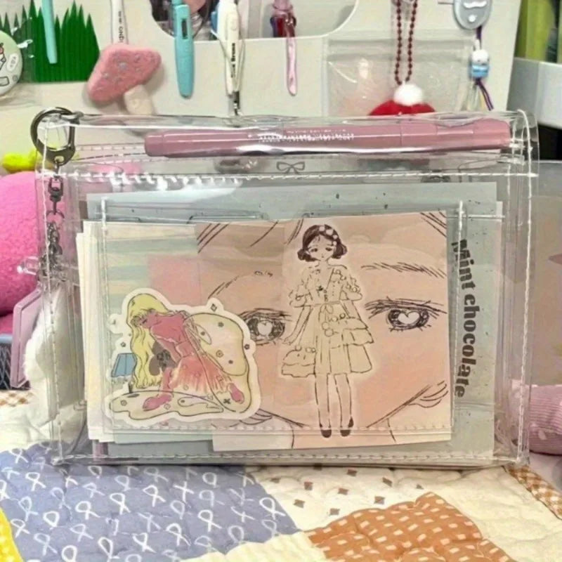 1pc Four-Layer PVC waterproof large capacity Travel Toiletries Storage Bag, Student Multifunctional Stationery Pencil Case.